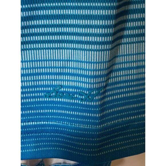Ben Hogan Performance Mens Polo Shirt L Blue Striped Short Sleeve Golf Activewea - Picture 4 of 4